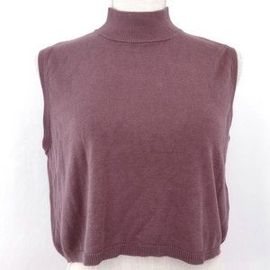100% Silk, Orvis, Purple Gray, turtleneck crop, size L/XL